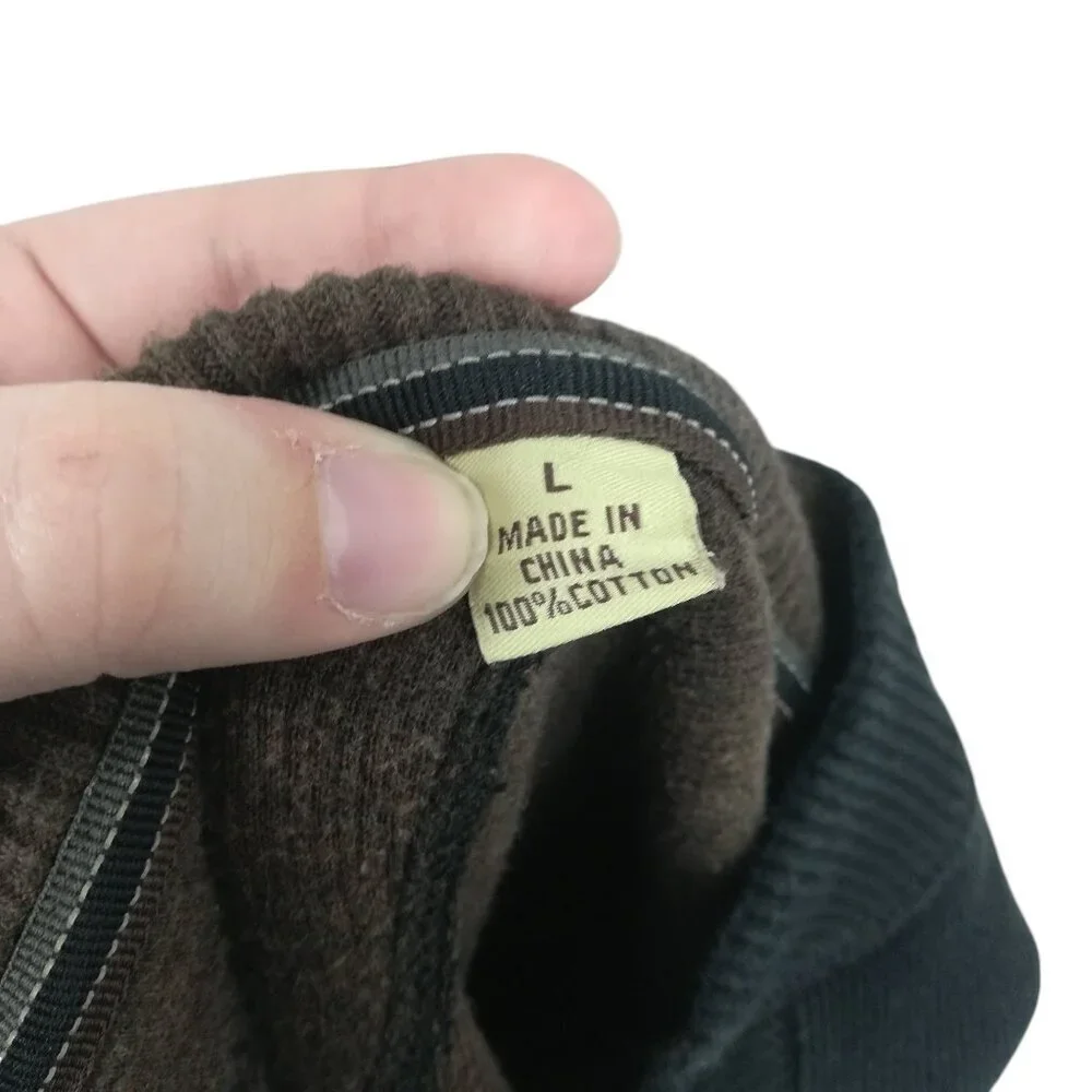 Tommy Bahama Notch Neck Reversible Long Sleeve Sweater Size L Black Brown